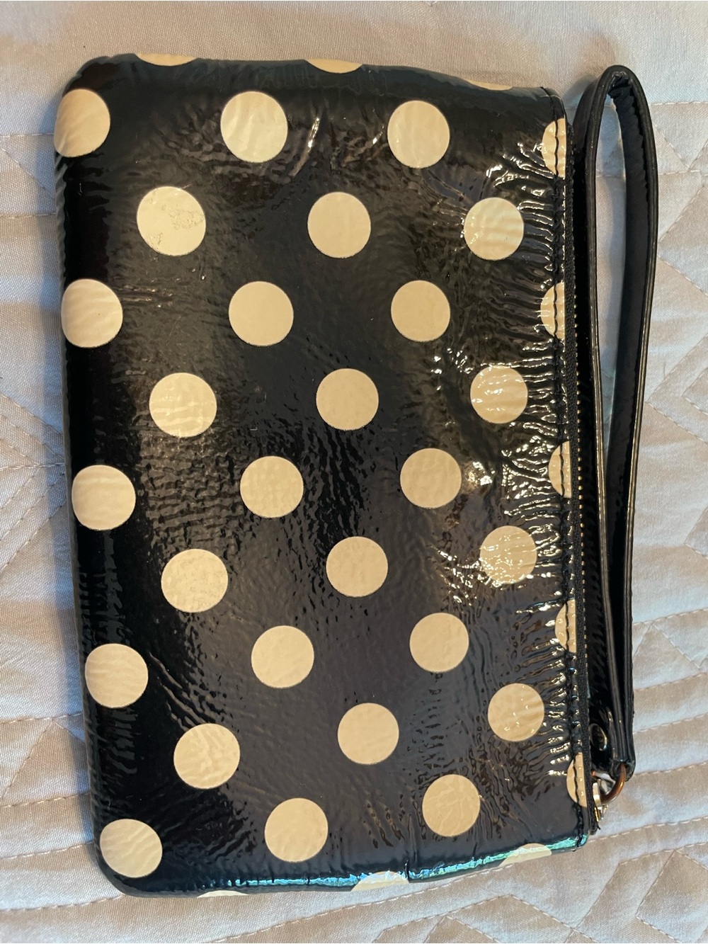 kate spade Black Polka Dot Patent Leather Wristlet - Picture 6 of 12